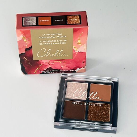 Chella La Vie Neutral Eyeshadow Quad Palette Neutral Metallic Matte 4.4g NIB - Picture 1 of 8